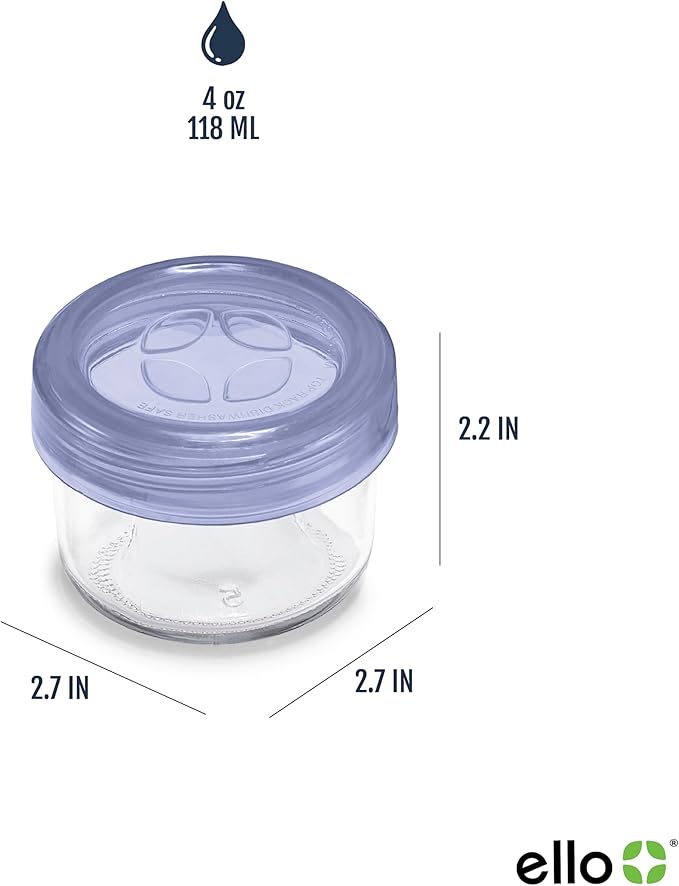 Ello Color Lock 8PC Mixed Glass Food Storage Sets, Leak-Proof Glass Food Storage Containers