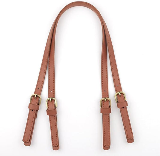 XIMEO 2 Pack Replacement Purse Straps – Adjustable PU Leather Handles with Buckle for DIY Bag Making, Tote & Handbag Repair
