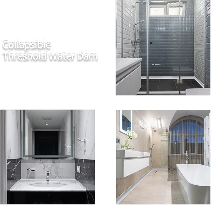 39 Inches Water Barrier for Sink, Shower Threshold Water Dam Barrier, Silicone Water-Blocking Self-Adhesive Shower Splash Guards for Bathtub Sink, Bathroom, Countertop
