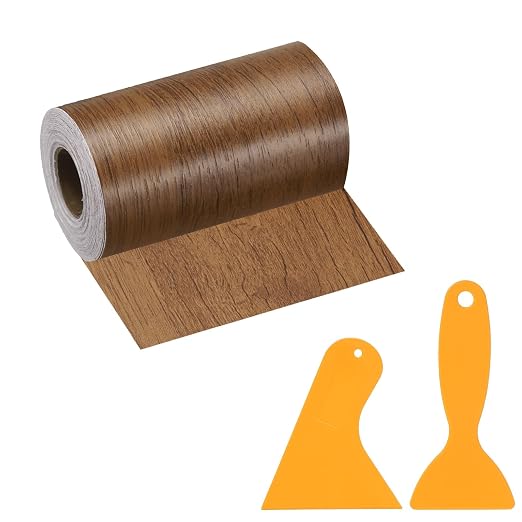 PATIKIL Wood Grain Repair Tape, 4" x 33' Self Adhesive Realistic Wood Tape with Scraper Durable Repair Patch for Furniture Floor Window Door Table DIY Home Decor, Natural Wood Grain