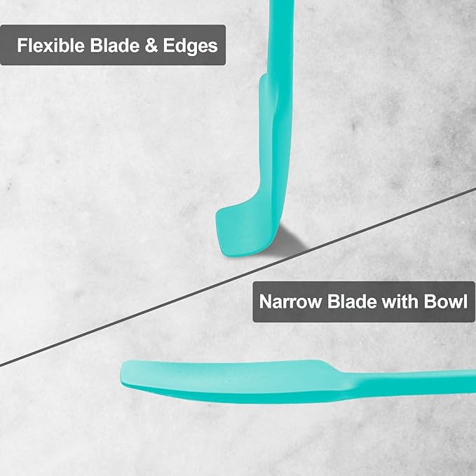 2-Pack Vovoly Silicone Jar Spatula, Long Handle Jar Spatulas, High Heat Resistant Small Rubber Spatula, Seamless Design, Stainless Steel Core, BPA Free, Teal