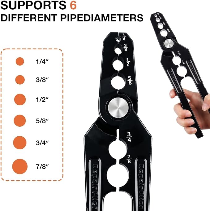Manual Copper Tube Rounder, Flat Tube Repairer Pliers, Copper Pipe Rounder Plier with 6 Hole, Copper Tubing Repair Tool for Diameter 1/4", 3/8", 1/2", 5/8", 3/4" 7/8" Copper Aluminum Pipe
