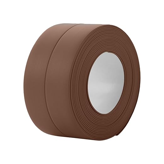 3 Rolls Caulk Tape Self Adhesive Caulk Strip Waterproof,Brown Caulking Sealant Trim for Bathroom, Caulk Sealing Strip for Toilet Sink Edge Protector with Sealing Tool (10.5Ft x 1.5In)