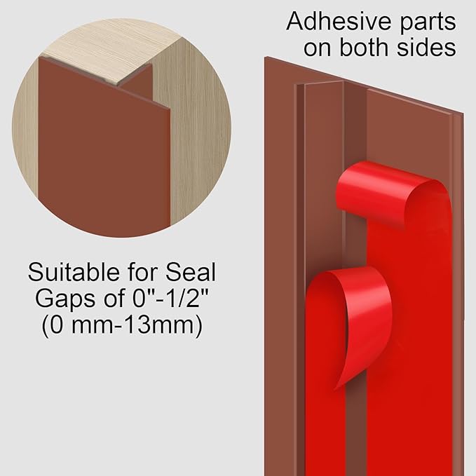 Benory T-Shaped Silicone Weather Stripping Door Seal Strip for Door & Window Frames - 20Ft Draft Stopper (Brown)