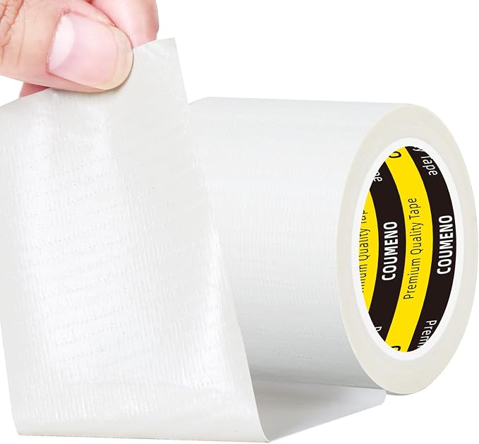 Duct Tape White,2in x 16.4FT, Heavy Duty Industrial Grade Gaffer Tape 280μm, Waterproof Hand Tearable Repair Tape for Sealing, Bundling, Patching, Indoor & Outdoor Use
