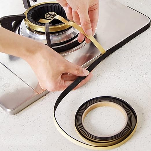 Kitchen Self Sealing Adhesive Tape Dust Waterproof Sealing Strip Caulk Trim Stripe Closed Cell Seal Mounting Tape for Bathroom Shower Tub Toilet Window Kitchen Sink Sealing (1PC) (Black) (Black)