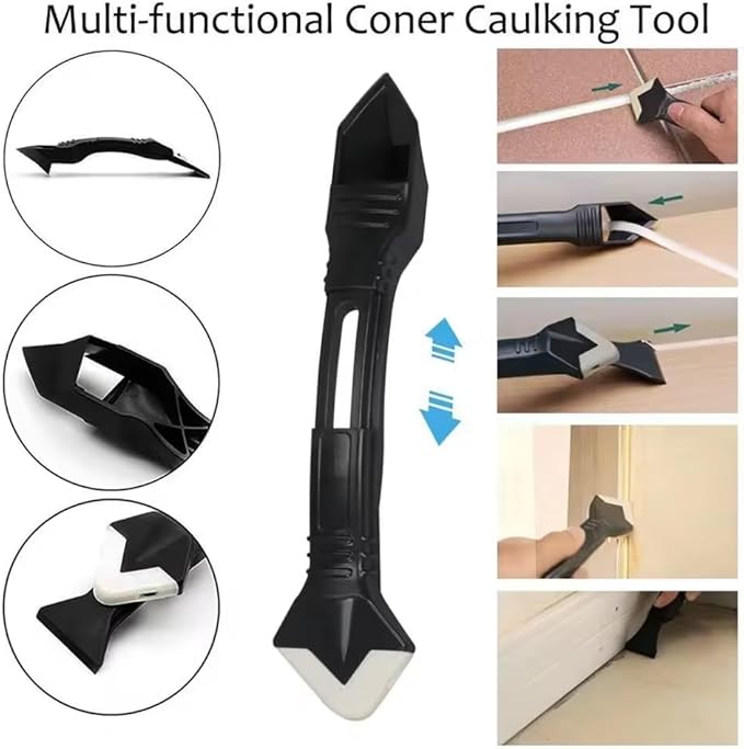 2 Pack 3-IN-1 Caulk Tool for Removal and Application, for Bathroom, Kitchen, Flooring, Windows, Sinks and Frames Seal