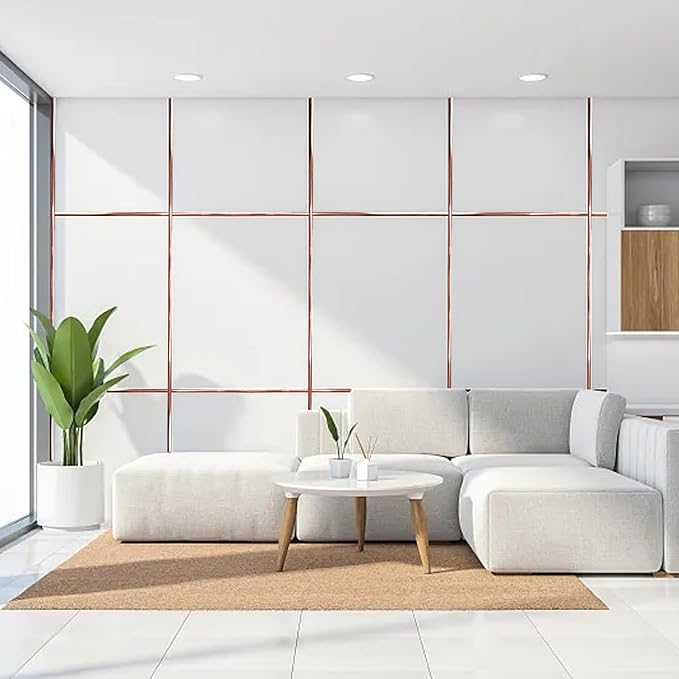 22Ft Rose Gold Peel and Stick Trim, Large Molding for Walls, Edges, Borders, Window Frames, Backsplash Tiles - Flexible and Self Adhesive (5 Colors)