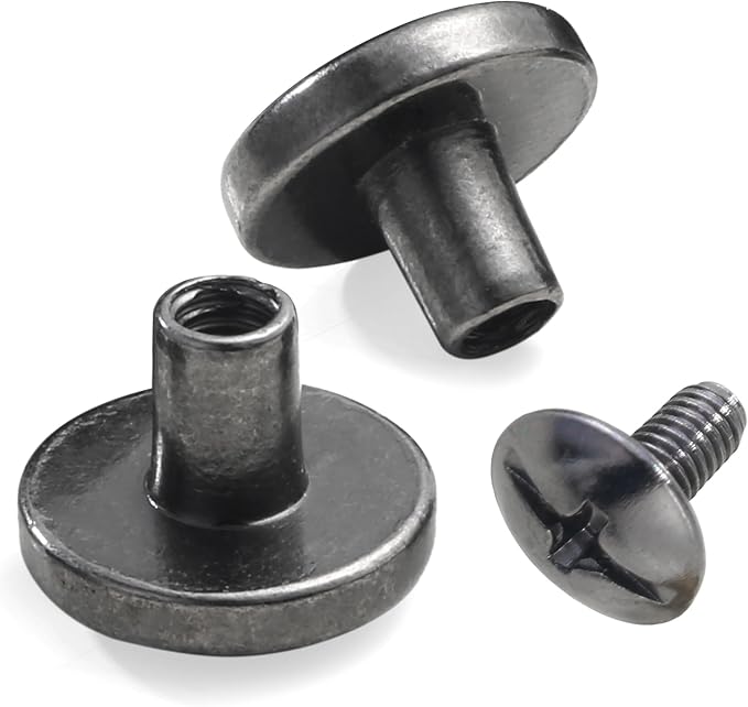 YORANYO 30Sets Chicago Screws Leather Rivets Screw Rivets Metal Studs for Clothing Chicago Binding Screws Spike and Studs for Decorate Repair Shoes Belts Bag Purse Dog Collar Leather Craft (Gunmetal)