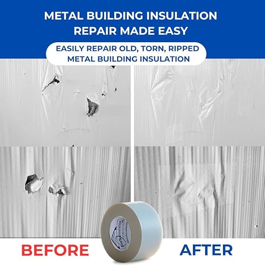 BlueTex Insulationㅤ 4'' Wide x 180' Long White Vapor Barrier Tape - 6 Rolls, Waterproofing for Stucco, Crawlspaces, Repair, Underlayment Seams, Metal Building Seams, Excellent Air Barrier