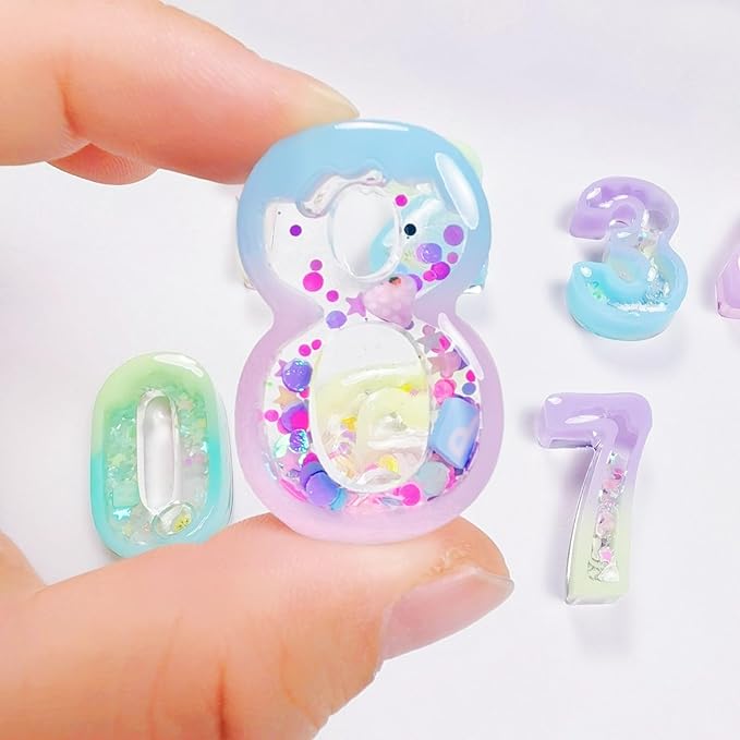 Number Resin Shaker Molds Set 0-9 Keychain Charms Pack of 22 Epoxy Silicone Trays Precision Tip Applicator Bottle Kit Bundle