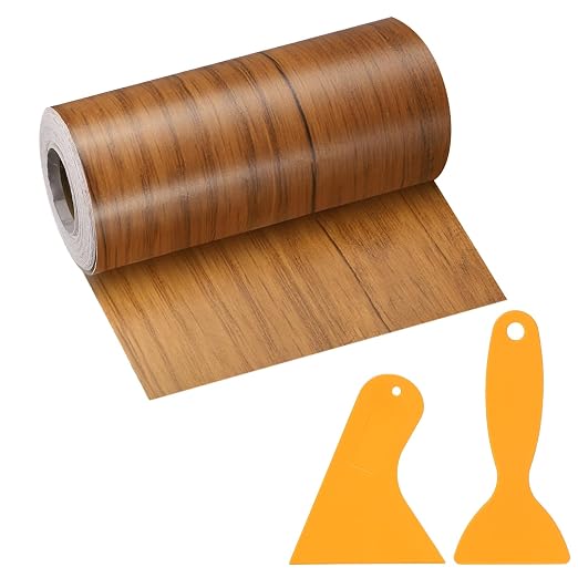 PATIKIL Wood Grain Repair Tape, 5" x 33' Self Adhesive Realistic Wood Tape with Scraper Durable Repair Patch for Furniture Floor Window Door Table DIY Home Decor, Ash-Tone Grain