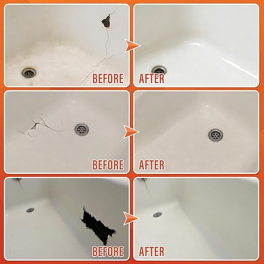 Fiberglass Tub Repair Kit(Color Match), Fiberglass Shower and Acrylic Bathtub Repair Kit for Scratches, Cracks, Chips, Holes on Porcelain, Enamel, Tubs, Tile, Sink, Fix Chipped Almond Bath Tub
