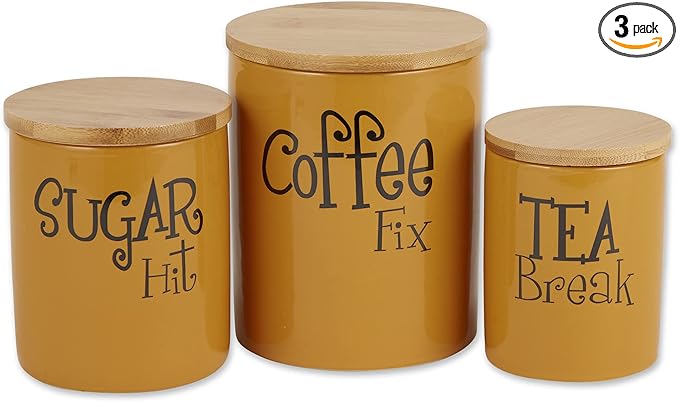 DII Kitchen Accessories Retro Collection, Ceramics, Canister Set, Honey, 3 Piece