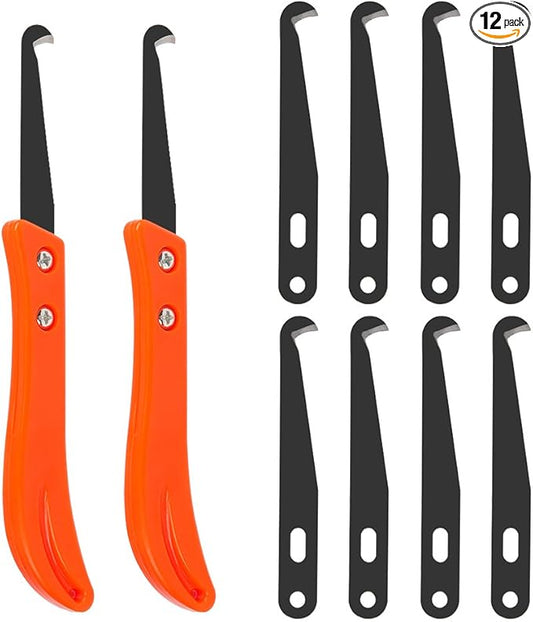 FOCCTS 12PCS Grout Remover Tool, 2 Grout Saw and 10 Removal Knife, Caulking Tool Kit Caulking Edge Kit for Kitchen, Bathroom, Bedroom, Tiles Gap