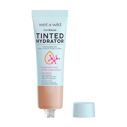 wet n wild Bare Focus Tinted Hydrator Tinted Skin Veil, Lightweight Buildable Coverage with Hyaluronic Acid & Vegan Squalane, Semi-Matte Finish, Cruelty-Free -Tan Medium Deep