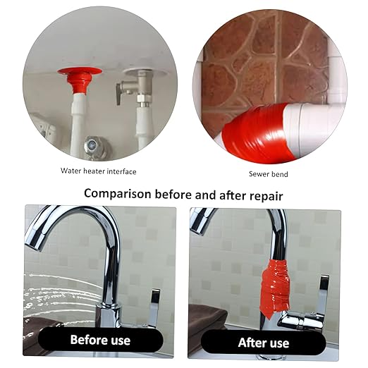VALICLUD Silicone Rubber Pipe Seal Tape Flexible Leak Repair Tape for PVC Ppr Metal Pipes with Shock Resistance Airtight Insulation Wrap for Emergency and Routine Maintenance Red