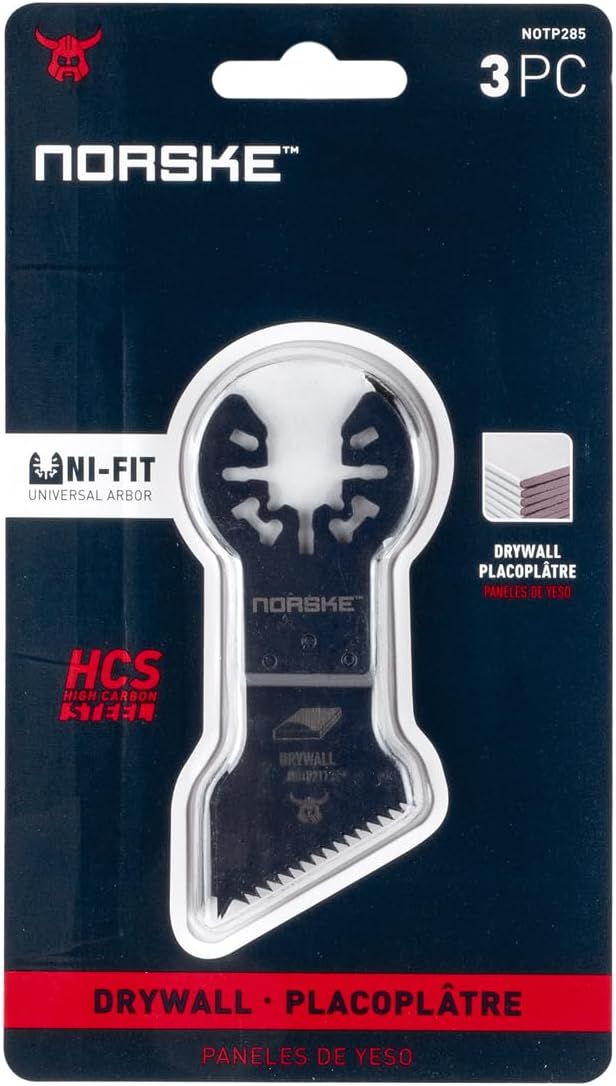 Norske Tools NOTP285 Drywall Cutting Blade (3/Pack), Oscillating Tool Accessories | Oscillating Saw Blades,Black