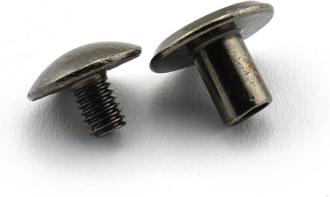 LQ Industrial 15 Sets Chicago Screw Round Slotted Head Carbon Steel Binding Screws Rivet Book Binding DIY Leather Craft Assembly Bolt 1/4" Black