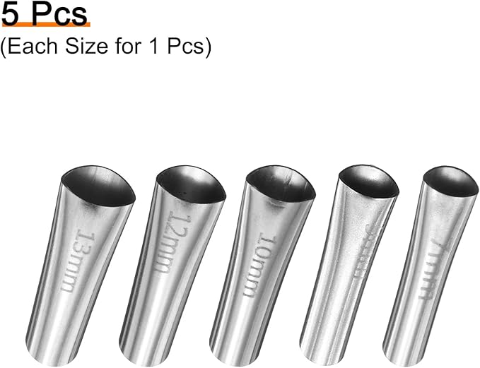 HARFINGTON 5pcs Caulking Nozzle Applicator 7/9/10/12/13mm Caulking Finisher Kit Stainless Steel Sealant Finishing Tool Kit Reusable Caulk Nozzle for Kitchen Bathroom