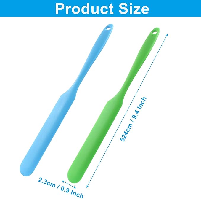 Hitefu 3 Pcs Silicone Jar Spatulas, Non-Stick Scraper Tools for Baking Cake & Spraying Butter Cream (Blue, Red, & Green)