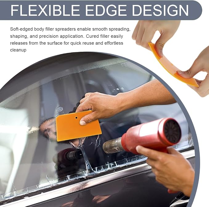 2 Set Body Filler Spreaders, Auto Plastic Putties Spreader Tool Includes Large, Medium and Small, Reusable Auto Film Application Tool for Body Fillers, Putties, Glazes, Caulks and Paint (6PCS)