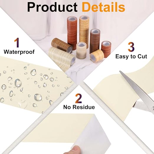 PATIKIL Wood Grain Tape 12" x 32 ft, Self-Adhesive Wood Texture Repair Tape Realistic Wooden Effect Patch for Furniture Cabinets Floor Walls, Beige