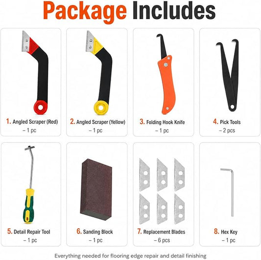 Grout Removal Tool Kit, 2 Saws with 6 Replacement Blades, Hand Grout Saw and 2 Cleaning Blades for Tile Gap Cleaning and Repair
