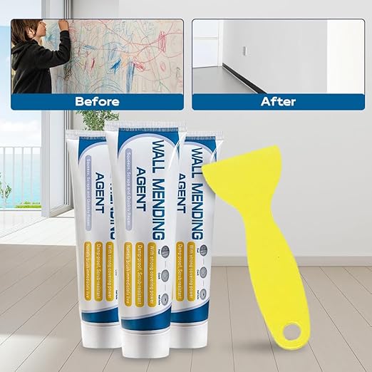 Efficient Drywall Repair Kit with Scraper, 2026 New Wall Mending Agent for Holes & Cracks, Multi-Functional Wall Patch Repair Kit for Wall Holes, Dents & Small Damage (2PCS)