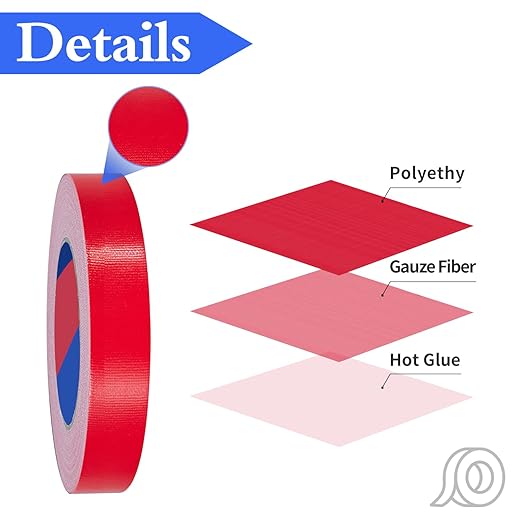 Red Heavy Duty Duct Tape, 1 Inch x 55 Yards, Industrial Grade Waterproof & UV Resistant, Strong Adhesive for Indoor Outdoor Repairs, Crafts, Home Improvement, Moving Packing and DIY Projects