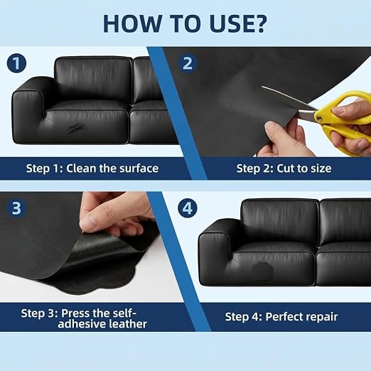 Qextce Leather Repair Patch Tape, Brown, 17x100 Inch | Self-Adhesive, Waterproof, Wear Heat Resistant, Vinyl Leather Repair Kit, For Furniture, Car Seat, Sofa, Couch, Luggage