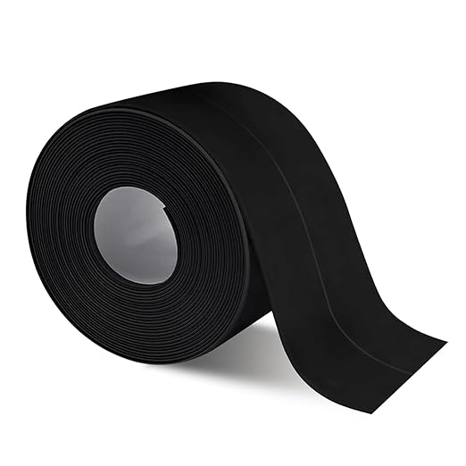 Black Caulk Tape, Bathroom 1.5" x 10.5Ft Caulking Silicone Waterproof for Shower, Bathtub, Toilet Seal, Sink Edge Protector Kitchen Tape, Self-Adhesive Peel and Stick Removable Caulk Strip