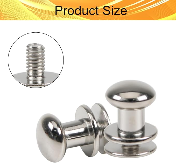 Juvielich 50 Sets 8mm Ball Head Stud Screws, Round Head Button Stud Rivets | Silver Tone, Zinc Alloy, Phillips Drive, Chicago Screws for Leather Belt, Leathercraft, DIY Repairs Decoration