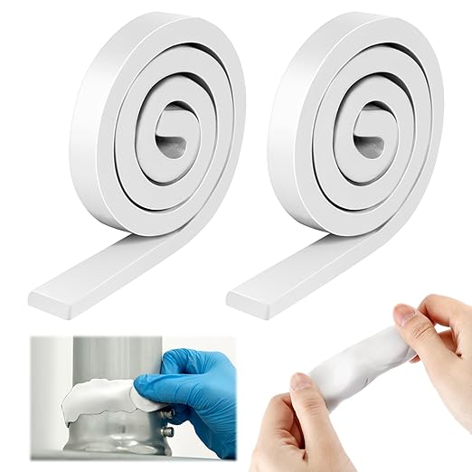 Moldable Silicone Putty, Non Hardening Multi Purpose Duct Seal Compound for Metal, Glass, Wood, Ceramic, Crafts, Heat Resistant and Waterproof, 1.5 ft x 0.32 in(White,2 Pack)