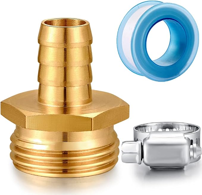 Solid Brass Garden Hose Repair kit Connector with Clamps 1/2" Barb x 3/4" Male,Fit for Garden Hose Fitting,Male and Female Hose Fittings