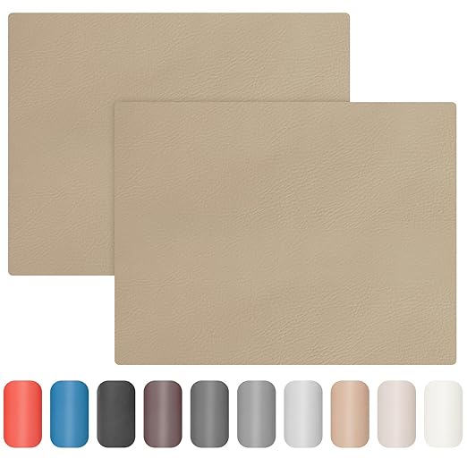 Leather Repair Patch 8x11 inch 2 Pcs, Self Adhesive Vinyl Repair Patch Kit, Leather Patches for Furniture, Couches, Car Seats, Cabinets, Wall, Handbags - Ivory Brown #1