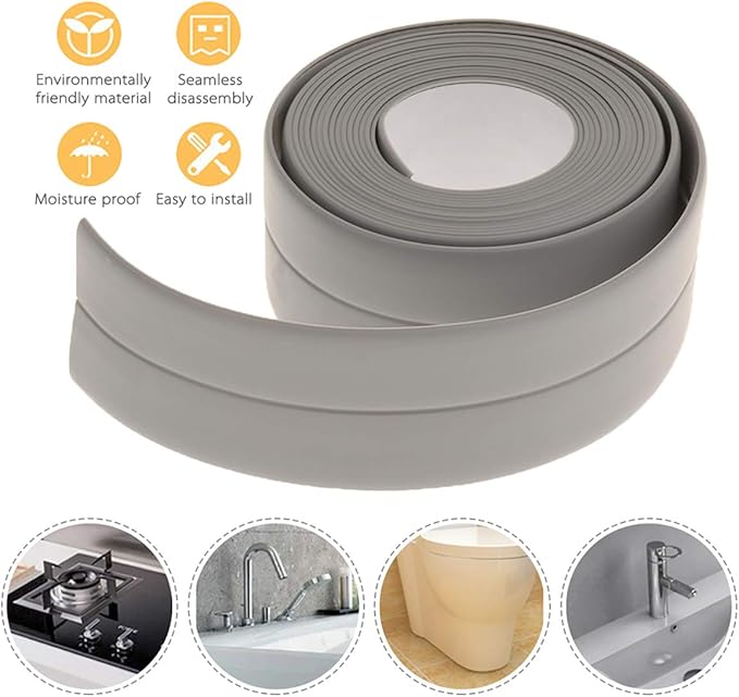 Caulk Strip Tape, Waterproof Dustproof PVC Self Adhesive Caulking Sealing Tape for Kitchen Sink Toilet Bathroom Shower Bathtub Wall(0.86" x11',Beige)