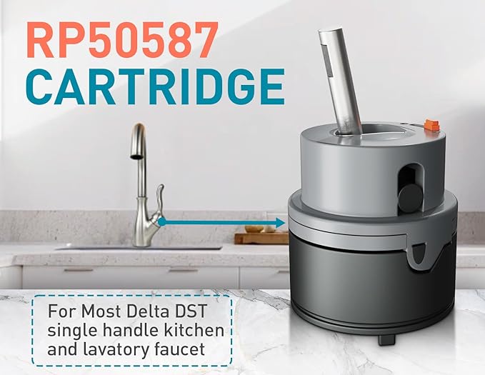RP50587 Single Handle Compatible with Delta Repair Kit,Lavatory Kitchen Shower Faucet Valve Assembly,Works with DIAMOND Seal Technology Models Featuring a 36 mm Motion Cartridge, RP51503 Bonnet Nut