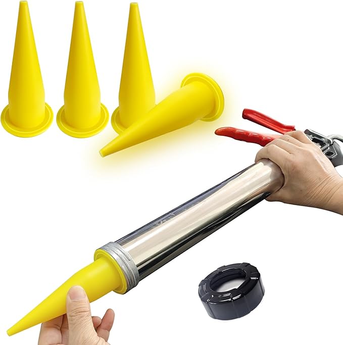 Caulking Nozzle for Caulking Gun, Reusable Caulk Nozzle Applicator, Durable Epoxy Piston Caulk, Replacement Extension Tool Supplies Applied in the Construction (yellow-12Pack)…