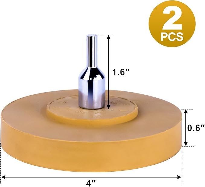 2 Pack Eraser Wheel Decal Remover Eraser Wheel Adhesive Remover with Adapter 4 Inch Rubber Eraser Wheel for Drill Removes Car Decal Vinyl Tape Graphics Pinstripe Sticker Remover