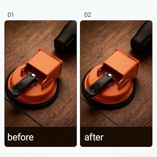 Floor Gap Fixer Tool，Heavy Duty Floor Gap Fixer Tool，Laminate Flooring Tools with Enhanced Suction Cup & Sticky Pads for Wood Floor, Tile,Laminate, Vinyl Plank, Hardwood(Orange)