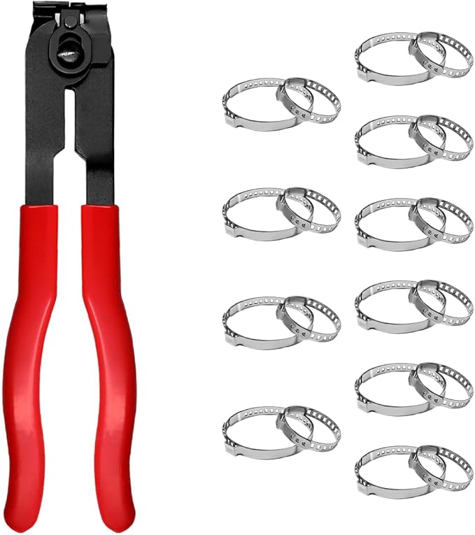 CV Boot Clamp Pliers with 20PCS Crimp Bands, Ear-Type Extension CV Axle Boot Banding Tool Kit, Single Ear Hose Clamps Pliers Universal Car Repair Tool