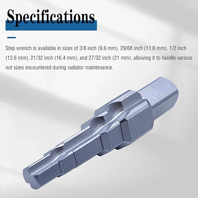 1/2 Inch Drive Universal Pagoda Head Valves Joints 5 Step Stepped Radiator Spud Wrench Valves Lugs Repair Tank Connection Removal Tool
