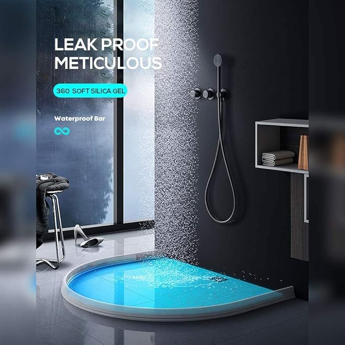 Hi-Na 3ft/5ft/6ft/8ft10ft Collapsible Shower Threshold Water Dam Water Barrier for Shower and Water Stopper Keeps Water Inside Water Threshold for Wet and Dry Separation (3ft, Clear)