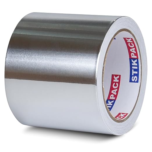 Aluminum Foil Tape 4 inch x 60ft (20 Yards) Heavy Duty HVAC Duct Tape for Ductwork – High Temperature Silver Foil Tape for Insulation, Metal Repair, Exhaust Sealing & Patching