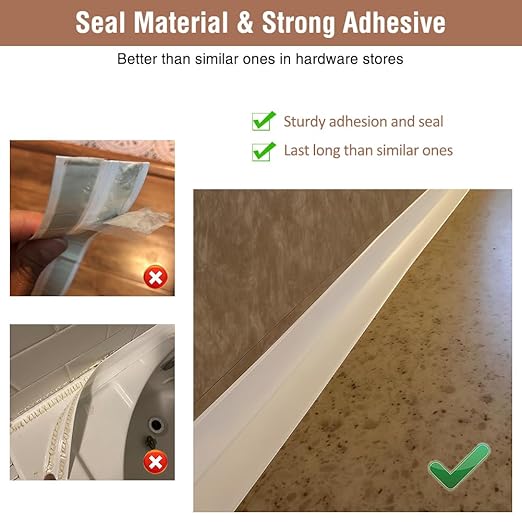 White Caulk Tape Peel & Stick Waterproof Self Adhesive Sealing Tape for Bathroom Kitchen Bathtub Toilet Walls Floors Tiles Wallpaper Decor, No Mess with Glue or Caulking, Quick & Easy Fix in Minutes