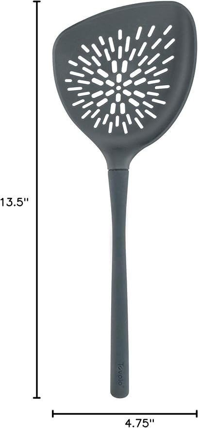 Tovolo Veggie Turner, Silicone & Nylon Handle, Roasting/Serving, Heat-Resistant to 400ᴼF, Charcoal