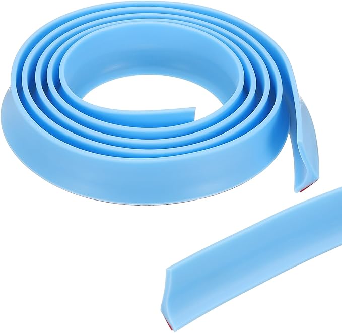 PATIKIL 79 Inch Collapsible Shower Threshold Water Dam Guard, Shower Stopper Barrier Self Adhesive Sink Splash Guard for Frameless Shower Door Bottom, Blue (1.2"Wx0.6"T)