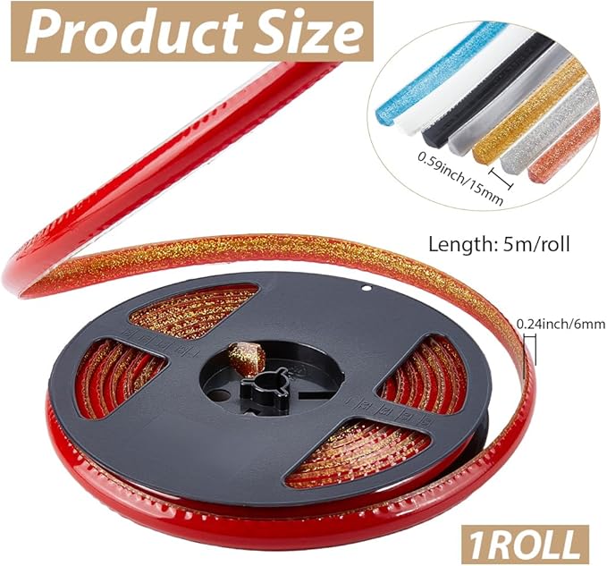 GORGECRAFT 5.5 Yard Ceramic Tile Gap Tape 0.6 Inch Self Adhesive Caulk Strip Gold Waterproof Caulking Strip Peel and Stick Tape Roll Floor Edge Sealant Trim for Kitchen Sink Stove Bathroom Bathtub