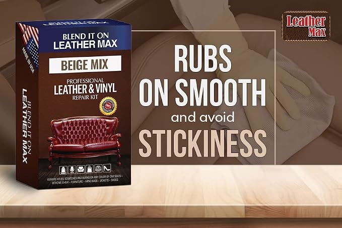 Leather Max Beige Mix - Vinyl and Leather Repair Kit - Restorer of Your Furniture, Jacket, Sofa, Boat or Car Seat, Easy Instructions to Match Any Beige Color, Restore Any Material, Bonded, Italian